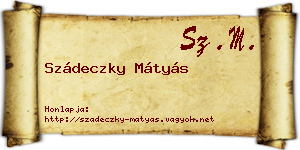 Szádeczky Mátyás névjegykártya