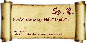Szádeczky Mátyás névjegykártya