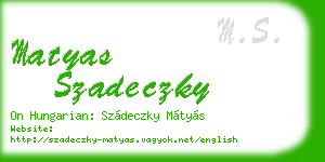 matyas szadeczky business card