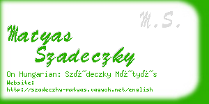 matyas szadeczky business card